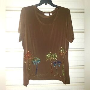 🌴 2X Plus Size Palm 🌴 tree shirt beachy vacation top blouse Quackery Factory